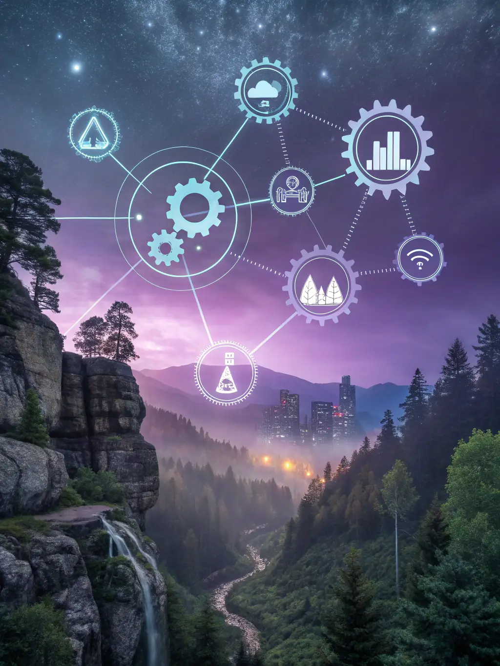 A digital illustration of an AI agent optimizing a supply chain process, visualized as interconnected nodes and automated data flows.